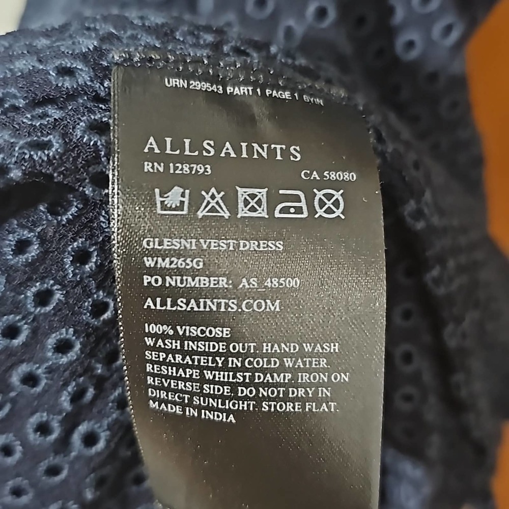 All Saints Navy Eyelet Dress Size 4‎ - Picture 6 of 7